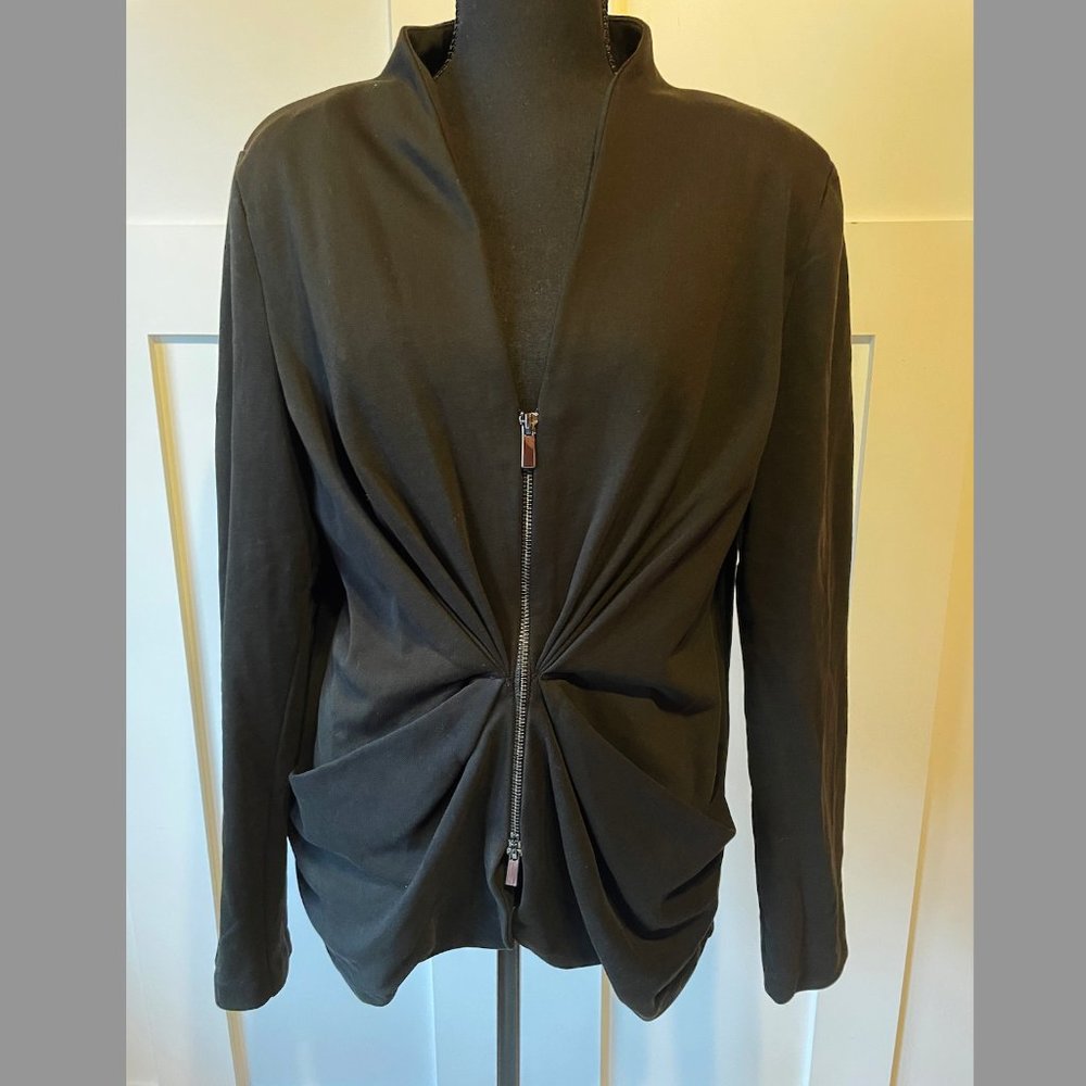 Donna Karan New York Pleated Zipper Jacket Shoulder Pads